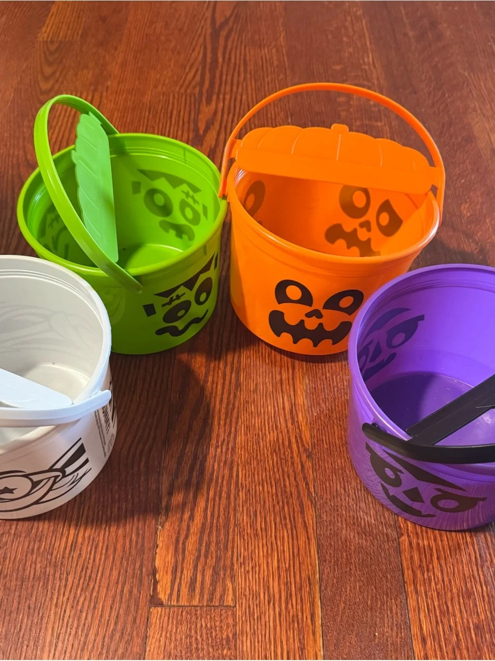 Set of 4 2023 McDonald's Halloween boo Buckets - Orange, White, Purple, Green